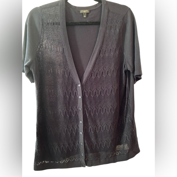 Talbots Cardigan Short Sleeve Button Down Navy Blue - Size X - Picture 2 of 5